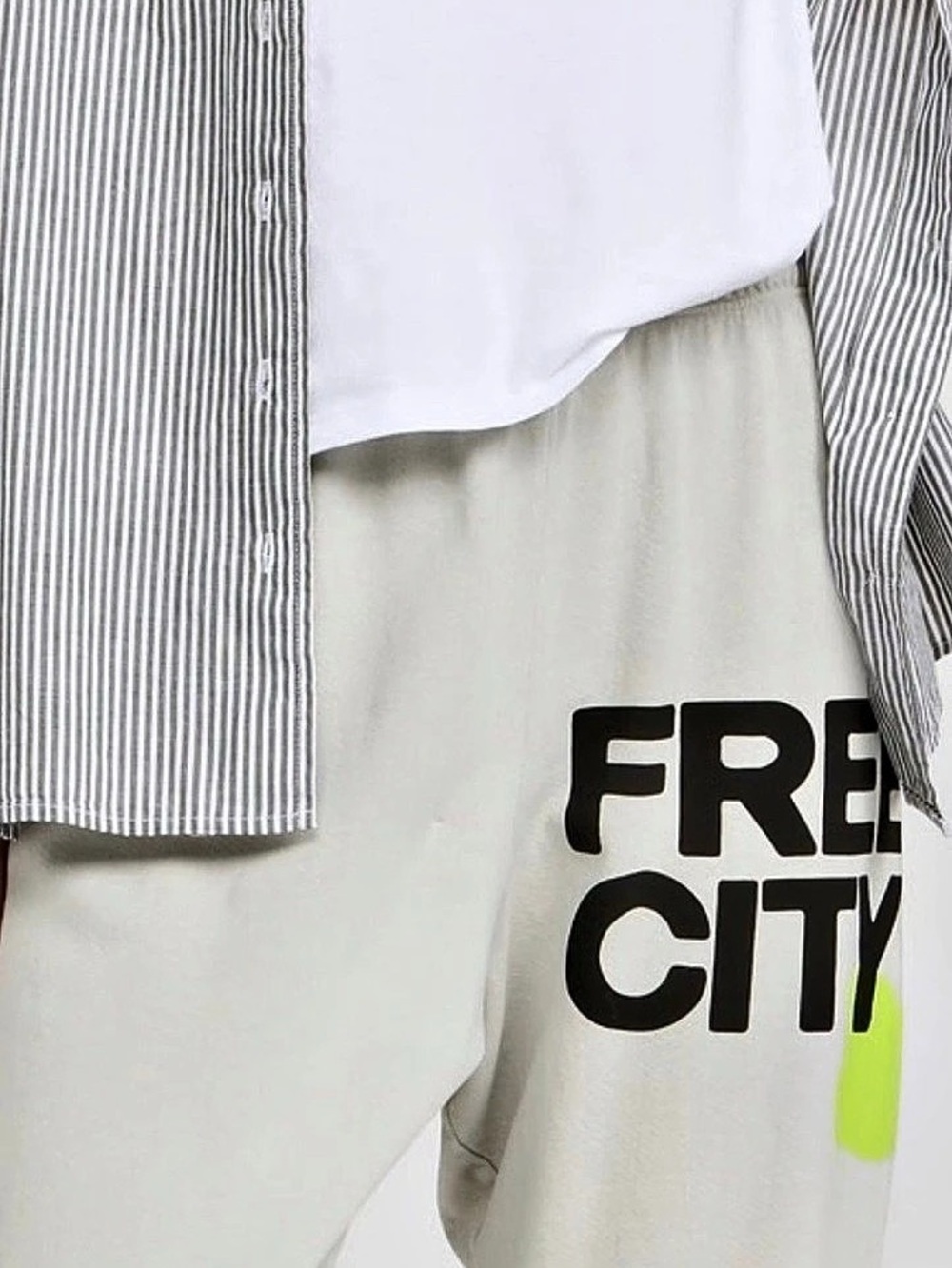 FREECITY FLOW 3/4 Sweats Dove/Neon Yellow Small